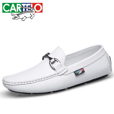 

Cartier crocodile CARTELO leather comfortable non-slip pedals leisure lazy sets of feet peas driving shoes 5102 white 38