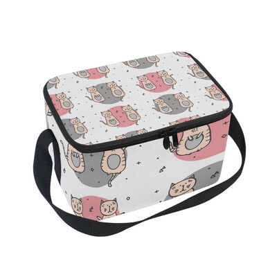 

ALAZA Insulated Lunch Box Cat Twins Lunch Bag for Men Women Portable Tote Bag Cooler Bag