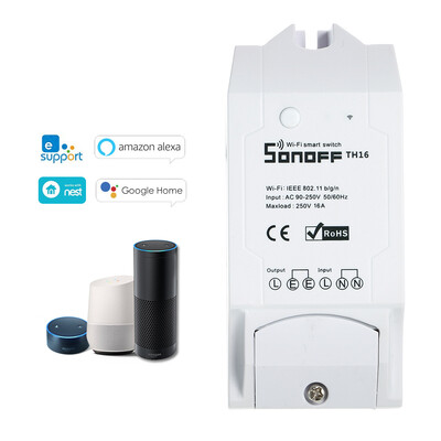 

SONOFF TH16 16A3500W Smart Wifi Switch Monitoring Temperature Humidity Wireless Home Automation Kit Works With Amazon Alexa&f