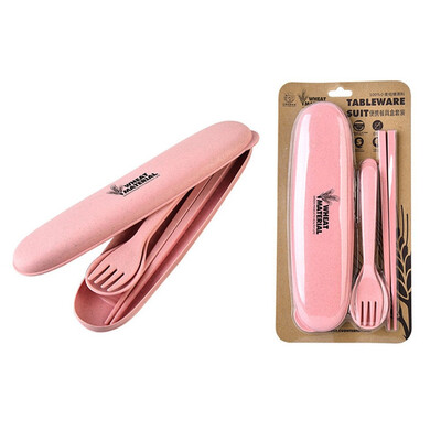 

3 PCS Portable Eco-friendly Wheat Straw Outdoor Travel Flatware Set