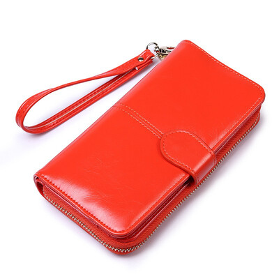 

LKX Long Womens Leather Wallet High-performance Clutch Womens Zipper Wallet Female Mini Coin Pocket Card Money Clip