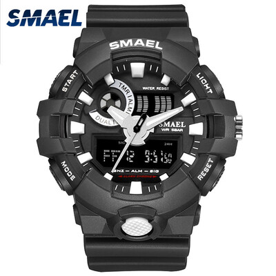 

Mens Stylish Sports Multi-function Electronic Waterproof Watch Dual Display Wristwatches