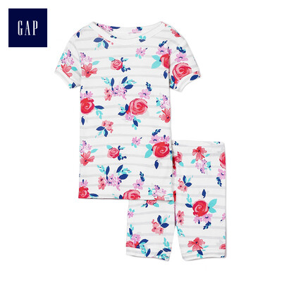 

GAP flagship store female&child comfortable soft rose pattern pajamas set 295824 light sense bright white 18-24M