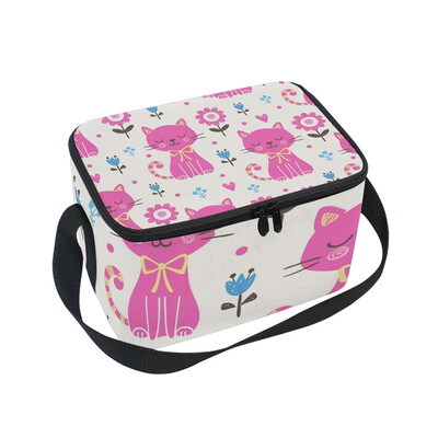 

ALAZA Lunch Box Insulated Pink Cats Lunch Bag Large Cooler Tote Bagfor Men Women