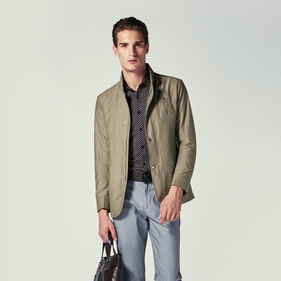 

Jinba mens clothing K-Boxing stand collar business jacket male spring jacket mens casual long version jacket men BKZL1189 Army Green 185XXL