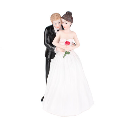 

Resin Bride & Groom Wedding Cake Topper Romantic Cake Decoration for Wedding Engagement Anniversary Parties--Black Couple