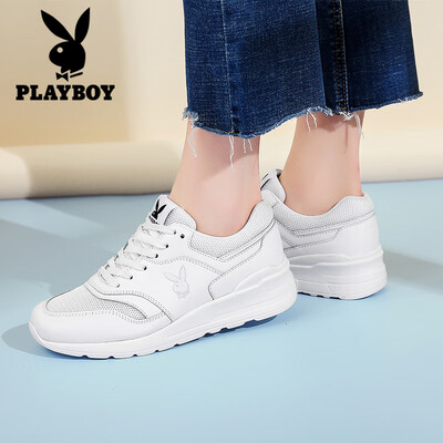 

Playboy PLAYBOY breathable Korean version of the wild air cushion mesh sports&leisure womens running shoes 0899 white 38