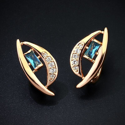 

Fashion Zircon Gold 585 Drop Earrings for Women CZ Cubic Zirconia Rose Gold Earrings 585 Fine Jewelry