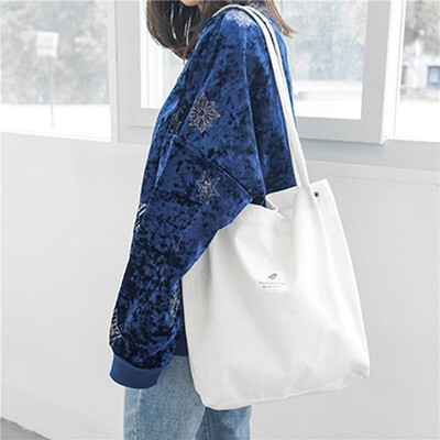 

Women Corduroy Handbags 2019 Simple Large Capacity Simple Shoulder Bag for women Foldable Reusable Shopping Bags