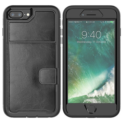 

MOONCAE Apple iPhone X Three Anti-Leather Card Holder Series - Black