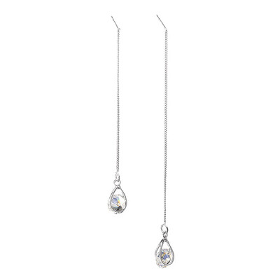 

Womens Earrings Zircon Water Drop Modeling Pendant Fringe Symmetric Long Earrings Drop Dangle Chain Earrings Gold