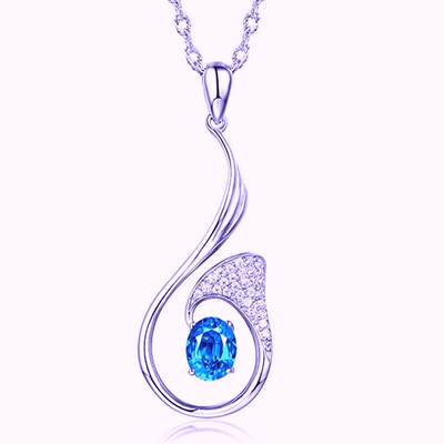 

Bluestar Pendant Necklace Sterling Silver Swiss Blue Topaz Phenix &Four Color Gemstone Fine Jewelry Gift for Women