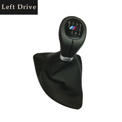 

leather 56 Speed Left Right Drive Gear Shift Knob Head With Boot Cover Stick Shifter Lever For BMW E87 E90 E92 X1 Real Hole