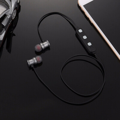 

New metal wireless Bluetooth headset running sports magnetic suction ear Bluetooth headset gift stereo one for two