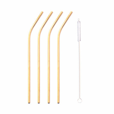 

STRUST 4PCSSET 6x215MM Reusable Drinking Straw 304 Stainless Steel Food Grade Straw with Cleaner Brush Bar Accessory