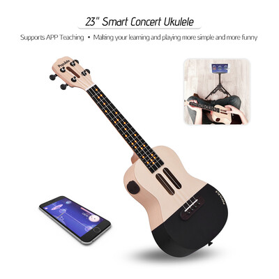 

Populele U1 23" Smart Concert Ukulele Ukelele Uke Kit Supports APP Teaching Bluetooth Connection ABS Fretboard with LED light for