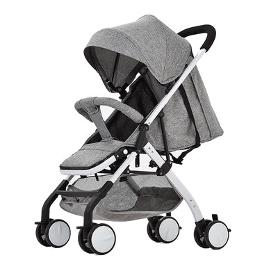 

Airplane Baby Stroller One Step Fold Lightweight Convertible Baby Carriage with 5-Point Safety Harness Multi-Positon Reclining Sea