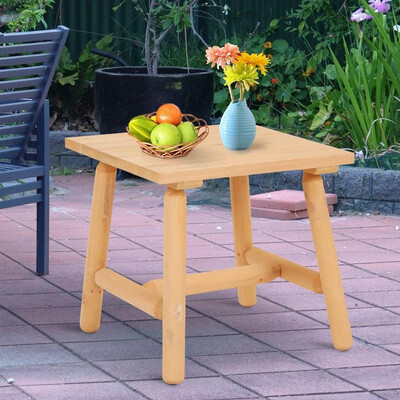 

20" L x 20" W x 19" H Wooden Square Cabin Style Rustic Log End Table Outdoor Patio