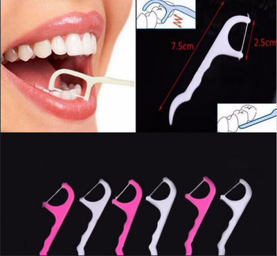 

100pcs Plastic Dental Floss Stick Nylon Wire Portable Teeth Care Cleaner Tooth Cleaning Tools Set For Oral Hygiene