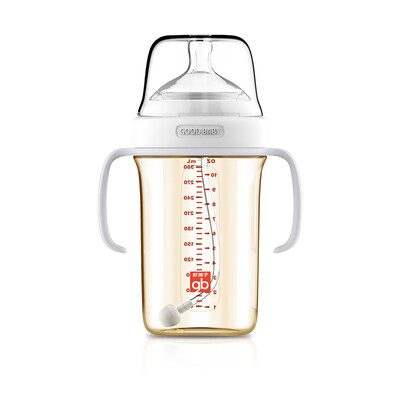 

Gb good boy PPSU baby bottle L number control flow nipple for 6 months to the top round series 300ml gray small hungry magic upgrade Jingdong exclusive
