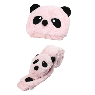 

Winter Toddler Girl Boy Cute Panda Hat Scarf Set Fleece Beanie Warm Cap Unisex Two-Piece Set