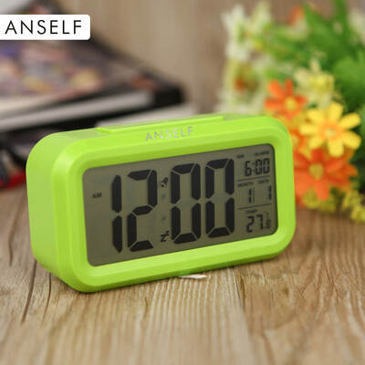 

Anself LED Digital Alarm Clock Repeating Snooze Light-activated Sensor Backlight Time Date Temperature Display White