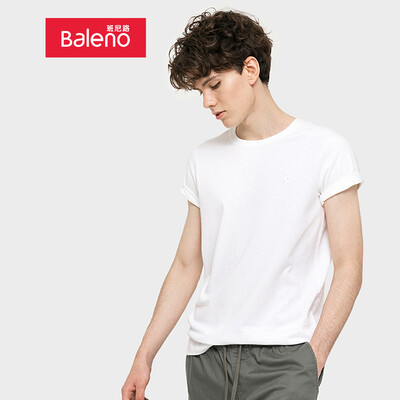 

Baleno T-shirt male 2019 spring&summer new trend solid color OE yarn round neck shirt male 88902214 01W S