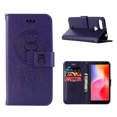 

MOONCASE Millet red rice 6 wind chime owl embossed leather case - purple