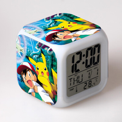 

Novel Pokemon Pikachu Digital Alarm Clock Night Light LED Flash Light with LCD Display Anime Figures Electric Clocks for Children