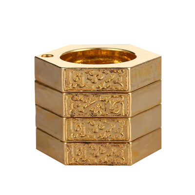 

Man Stylish Defensive Hexagon Round Ring with Four Layer Design