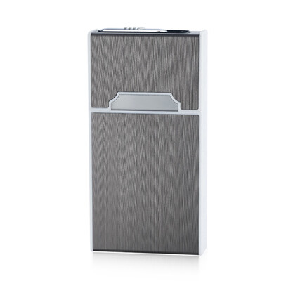 

Cigarette Dispenser Storage Box Flip Cigarette Case 20 Loaded High Capacity with Detachable USB Rechargeable Cigarette Lighter Sil