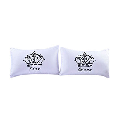 

UpperX One Pair Royal Crown Decorative Pillow Covers Queen King Designer Pillow Covers Couple Shams for Gift