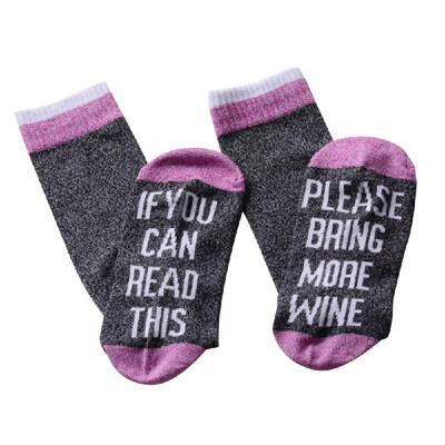 

If you can read this please bring more wine" Letter Printed Blending Socks for Men