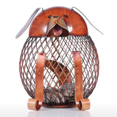 

Puppy Money Bank Iron Handmade Puppy Shape Coin Bank Practical Craft Home Decoration Gift
