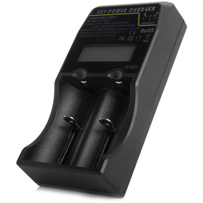 

HESENY 2C001 2 Slots NiMH Li-ion LCD Charger 26650 18650 Battery Charger with EU Plug Cable