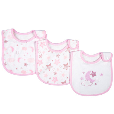 

3 Pack Baby Bibs 100 Organic Cotton Drooling Teething Feeding Bib Soft Super Absorbent With Snap Button For 0-36 Months Girls Boy