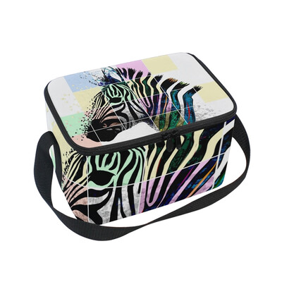 

ALAZA Insulated Lunch Box Zebra Design Lunch Bag for Men Women Portable Tote Bag Cooler Bag