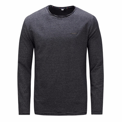 

Autumn Winter Striped O-Neck T Shirt Men 100 Cotton Long Sleeve Tee Shirt Mens Casual tshirt Brand Tops