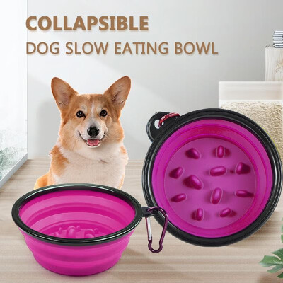 

Pet Slow Eating Bowl Foldable Dog Feeder Eco-Friendly Durable Non-Toxic Preventing Choking Healthy Dish Pet Supplies-Large Size