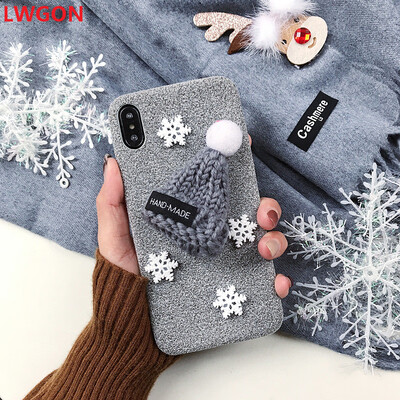 

Applicable iPhone XR Microfiber Christmas Hat Mobile Cover case XR Snowflake