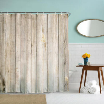 

Wood Door Polyester Shower Curtain Bathroom Curtain High Definition 3D Printing Water-Proof
