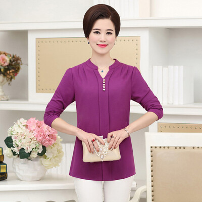 

Yu Zhaolin 2019 new middle-aged womens mother dress collar collar chiffon shirt YWMM191349 rose red