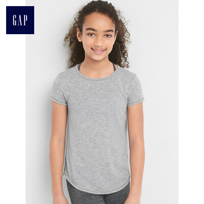 

GAP flagship store girls GapFit series short-sleeved sports T-shirt 262169 hemp gray M