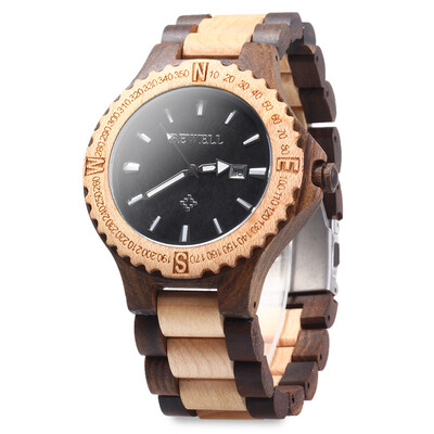 

BEWELL ZS - W023A Men Wooden Bangle Quartz Watch with Calendar Display
