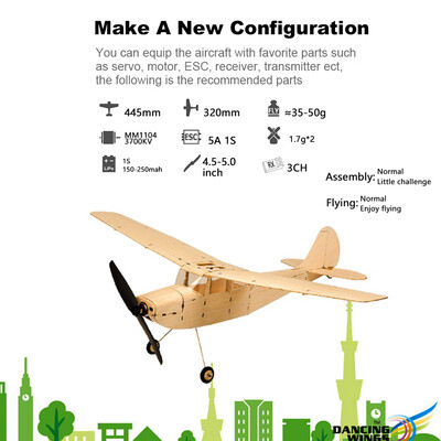 

DW Hobby K1201 Mini Cessna -19 Balsa Wood 445mm Wingspan Biplane RC Aircraft Toy KIT Airplane for DIY