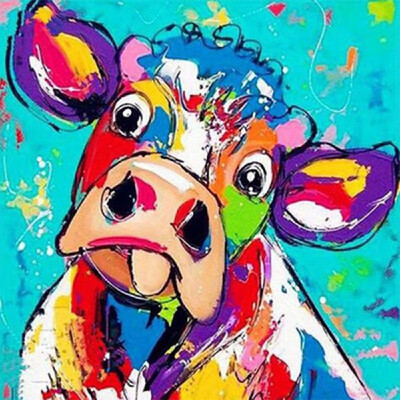 

DIY Diamond Painting Cross Stitch Color Cartoon Cow Full Round Diamond Embroidery Rhinestone Home Decor Handwork Gift Canvas Size