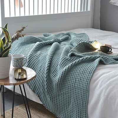 

Spring Knitting Blanket 100 Cotton Blanket Office Soft Throw Air Conditioning Throw Blanket 130x160cm