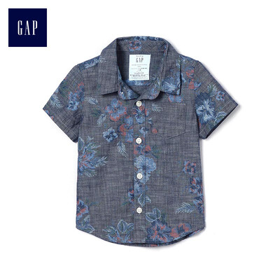 

GAP flagship store childrens clothing baby fashion comfortable printed short-sleeved shirt 336692 deep smoke gray 73cm 6-12 months