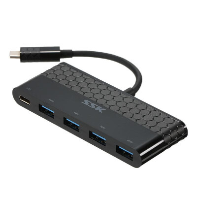 

SSK Mulifunction Type-C to USB 30 4 Ports Hub 6 in 1 Adapter Male To Female HUB Converter with PD for MacBook Notebook Laptop Com