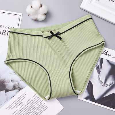 

Panties female autumn&winter new sexy comfortable thread panties female cute bow large size cotton striped briefs